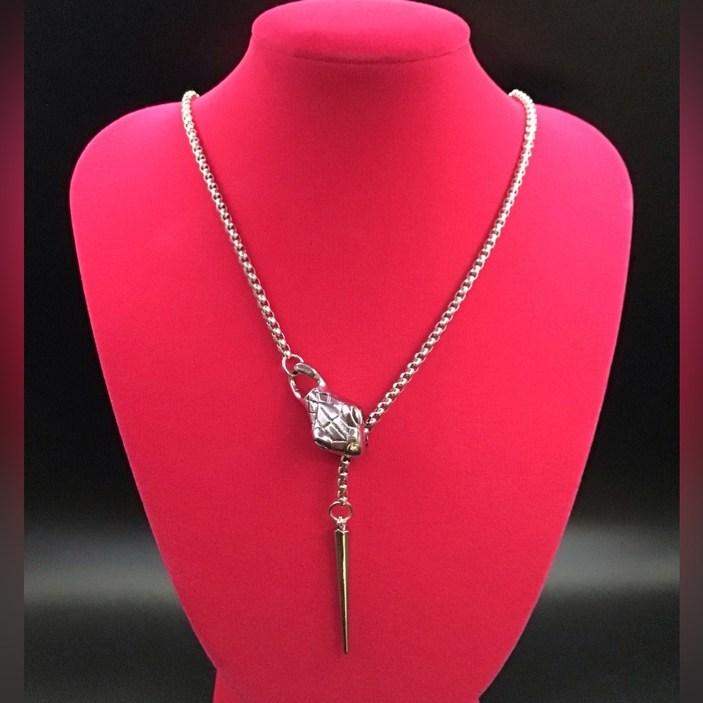 Silver Snake Lariat Necklace